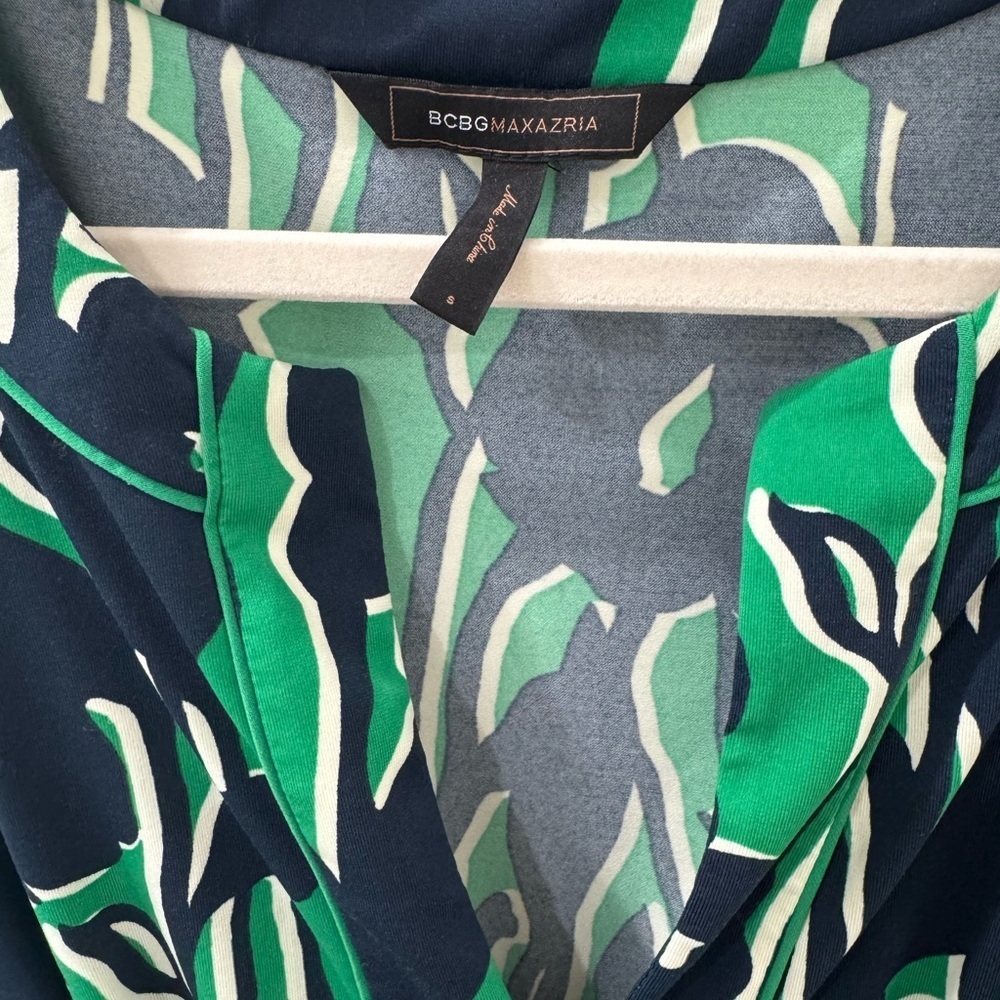 BCBGMaxAzria Navy and Green Floral Midi Dress Y2K Size S - Picture 3 of 3